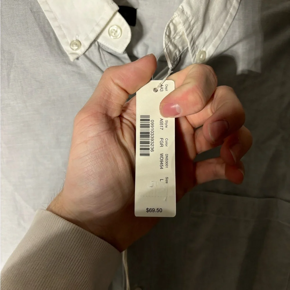 J.Crew Grey Button Up Slim Shirt Mens Size Large